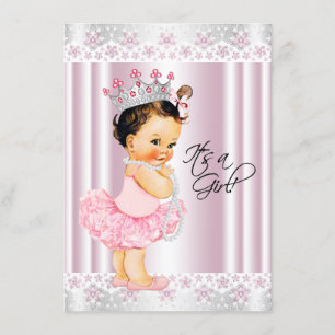 Pink Tutu Ballerina Pearl and Lace Baby Shower Invitation