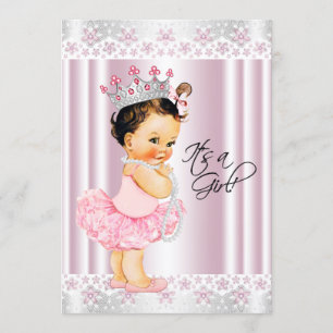 Pink Tutu Ballerina Pearl and Lace Baby Shower Invitation
