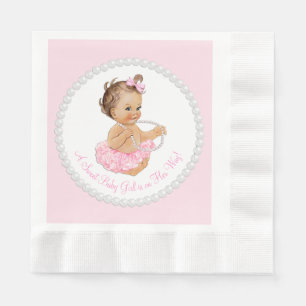 Pink Tutu Ballerina Pearl Baby Shower Napkin