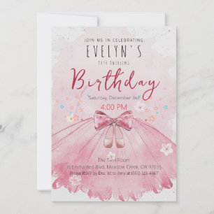 Pink Tutu Birthday Girl Ballet Party Invitation