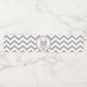 Pink Tutu Chevron Girl Baby Shower Water Bottle Label