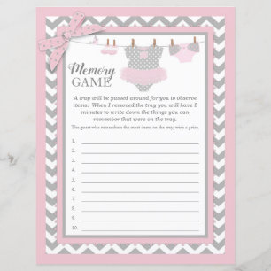 Pink Tutu Chevron Print Baby Shower Memory Game