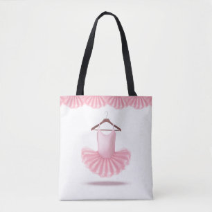 Pink Tutu Cute Ballerina Girly Name Tote Bag