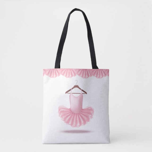 Pink Tutu Cute Ballerina Girly Name Tote Bag (Front)