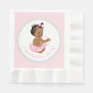 Pink Tutu Ethnic Ballerina Pearl Baby Shower Napkin