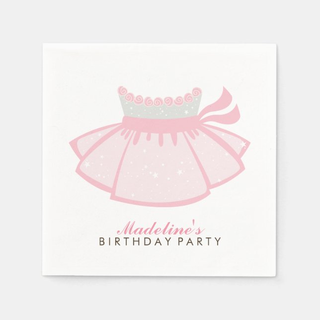 Pink Tutu Girl's Birthday Party Napkin (Front)