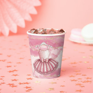 Pink Tutu Gold Glitters Baby Shower Paper Cups