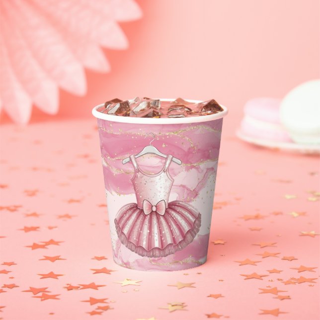 Pink Tutu Gold Glitters Baby Shower Paper Cups (Insitu)