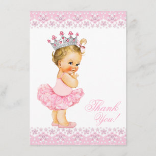 Pink Tutu Princess Baby Shower Thank You Card
