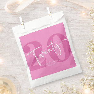 Pink Twenty 20th Twentieth Birthday Party Favour Bags