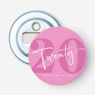 Pink Twenty 20th Twentieth Birthday Party Gift Bottle Opener