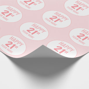 Pink Twenty-First Birthday Water Bottle Label Wrapping Paper