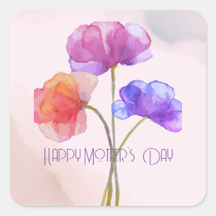 Pink Twin Mum Flowers for Mother's Day  Square Sticker