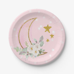 Pink Twinkle Little Star Plates Pink Gender Reveal