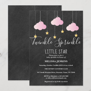 Pink Twinkle Sprinkle Baby Sprinkle Chalkboard Invitation