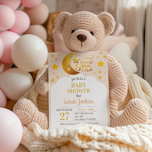 Pink Twinkle Twinkle Star Baby Shower Invitation