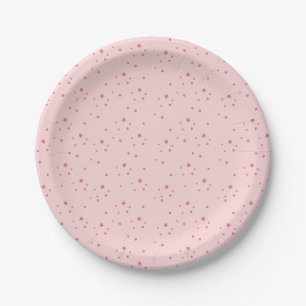 Pink twinkling stars kids birthday paper plate