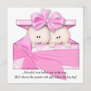 Pink TWINS Baby Shower Invitation or Announcement