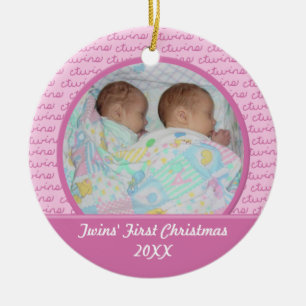 Pink Twins First Christma Ornament