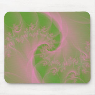 Pink Twist on Green Mousepad