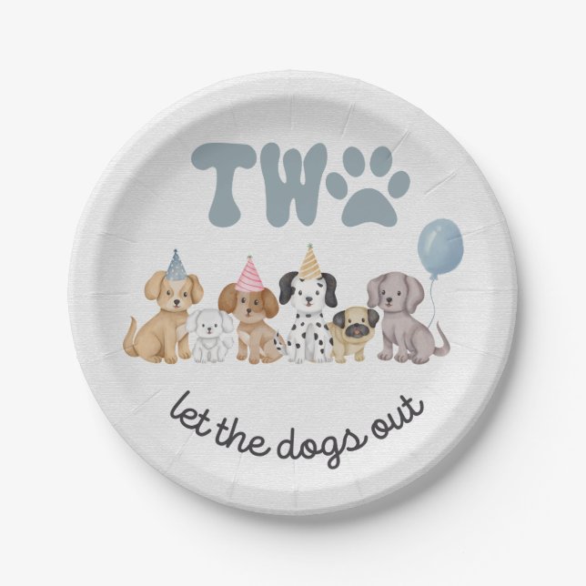 Pink Two Let the Dogs Out Party Plate (Front)