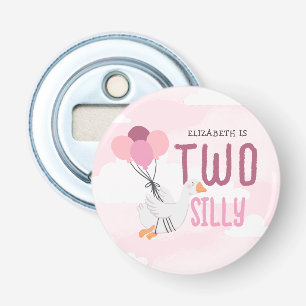Pink Two Silly Goose 2nd Birthday Party Favour Bottle Opener