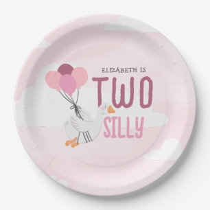 Pink Two Silly Goose 2nd Birthday Party Paper Plate