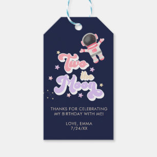 Pink Two the Moon Space Birthday Favours Gift Tags