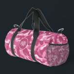 Pink Two Tone Camo Monogram Duffle Bag<br><div class="desc">This bag features a delightful camo style pattern in tones of burgundy pink and off white. Your triple letter monogram is in white within a matching pink circle banner at the centre.</div>