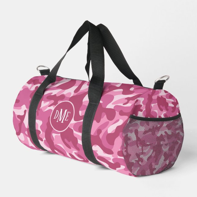 Pink Two Tone Camo Monogram Duffle Bag (Right Corner)