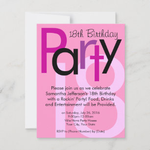 Pink Typeface 18th Birthday Party Invitation