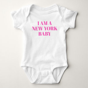 Pink Typography New York Baby Clothing Bodysuit