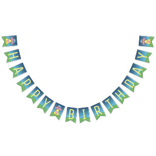 Pink UFO Alien Happy Birthday Bunting