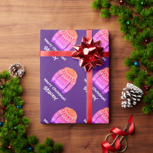 Pink ugly Christmas sweater pattern custom Holiday Wrapping Paper