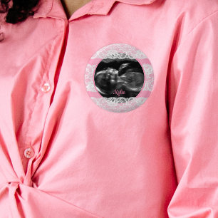 Pink Ultrasound Baby Shower 3 Cm Round Badge