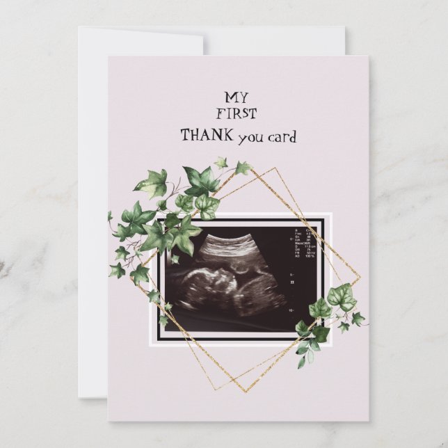 Pink Ultrasound Photo Thank You Baby Point of View Card (Front)