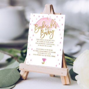 Pink Umbrella Baby Shower Books for Baby card
