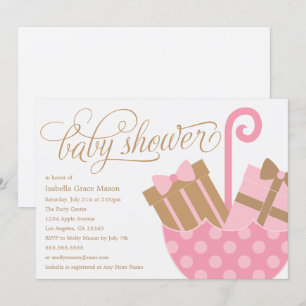Pink Umbrella Baby Shower Invite