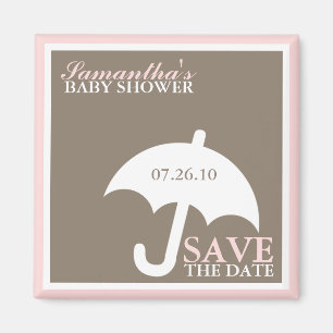 Pink Umbrella Baby Shower Magnet