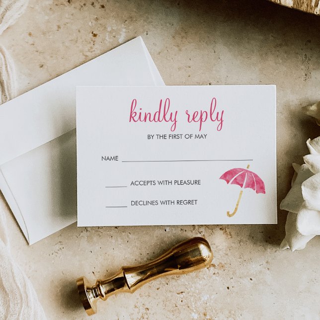 Pink Umbrella Baby Shower RSVP Response (Creator Uploaded)
