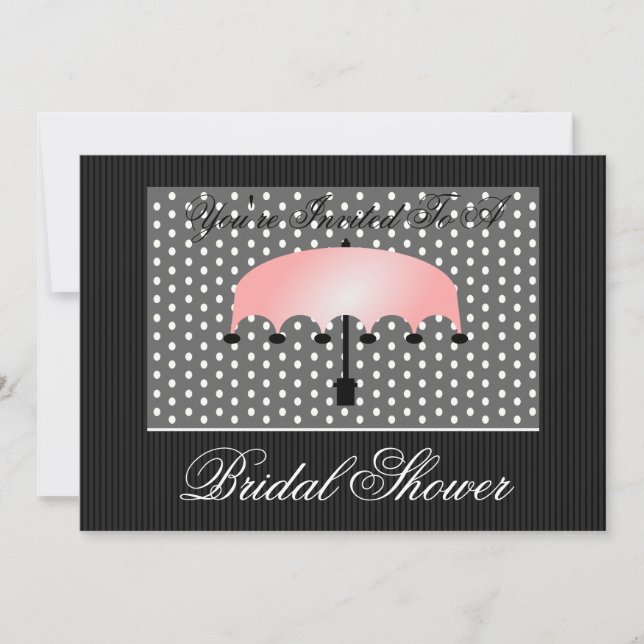 Pink Umbrella Bridal or Baby Shower Invitation (Front)
