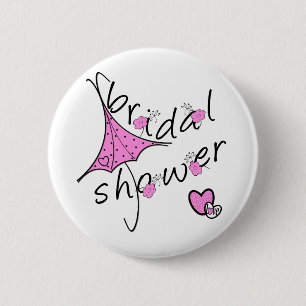 Pink Umbrella Bridal Shower 6 Cm Round Badge