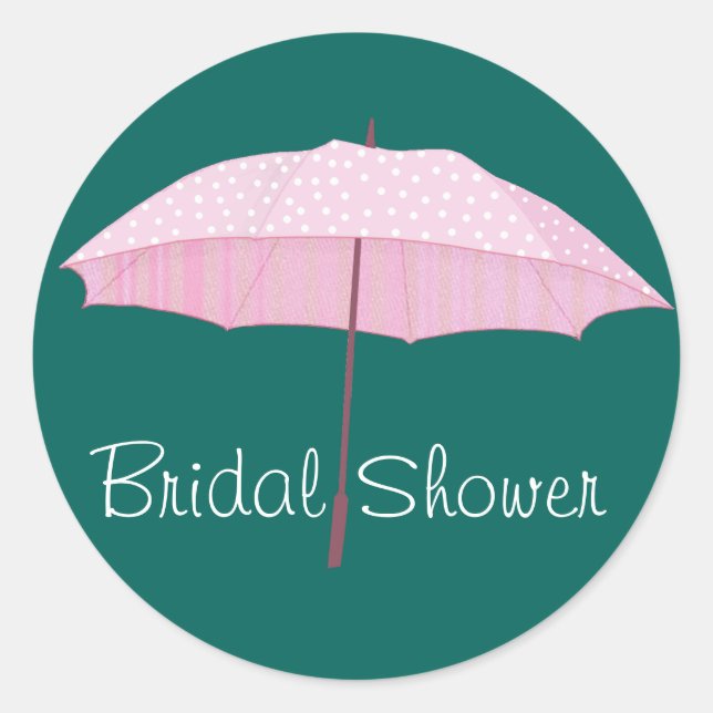 Pink Umbrella Bridal shower envelope seal (Front)