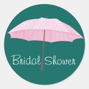 Pink Umbrella Bridal shower envelope seal