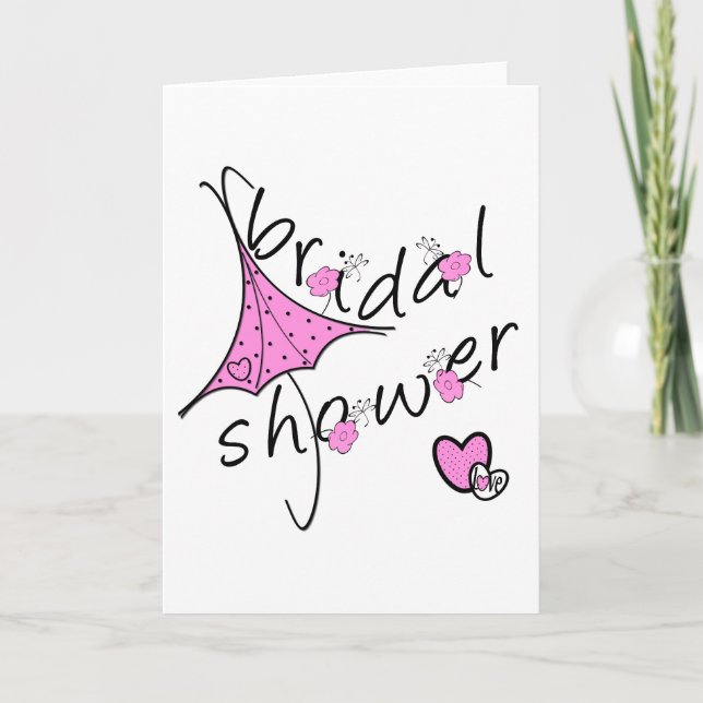 Pink Umbrella Bridal Shower Invitation (Front)