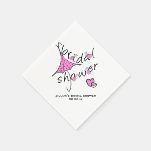 Pink Umbrella Bridal Shower Paper Napkins