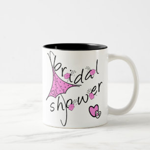 Pink Umbrella Bridal Shower Two-Tone Coffee Mug