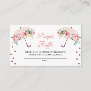 Pink Umbrella Diaper Raffle Enclosure Card