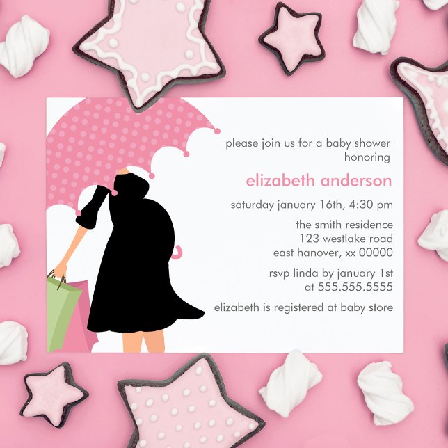 Pink Umbrella Mum To Be Girl Baby Shower Invitation (Creator Uploaded)