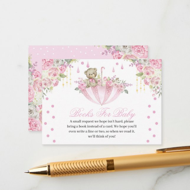 Pink Umbrella Teddy Bear Books for Baby Enclosure  (Front/Back In Situ)